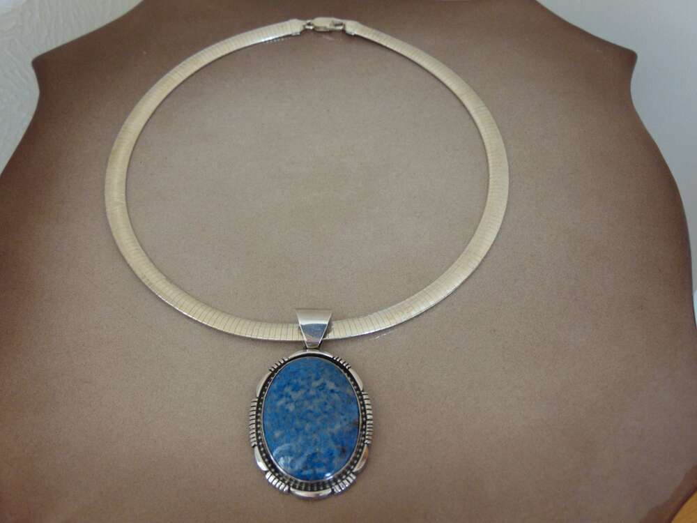 925 Sterling Silver Jasper Pendant Necklace - Western Rodeo Style